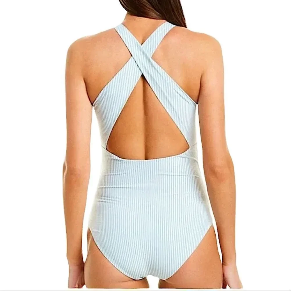 Onia Nicole One-Piece Seersucker Bondi Blue